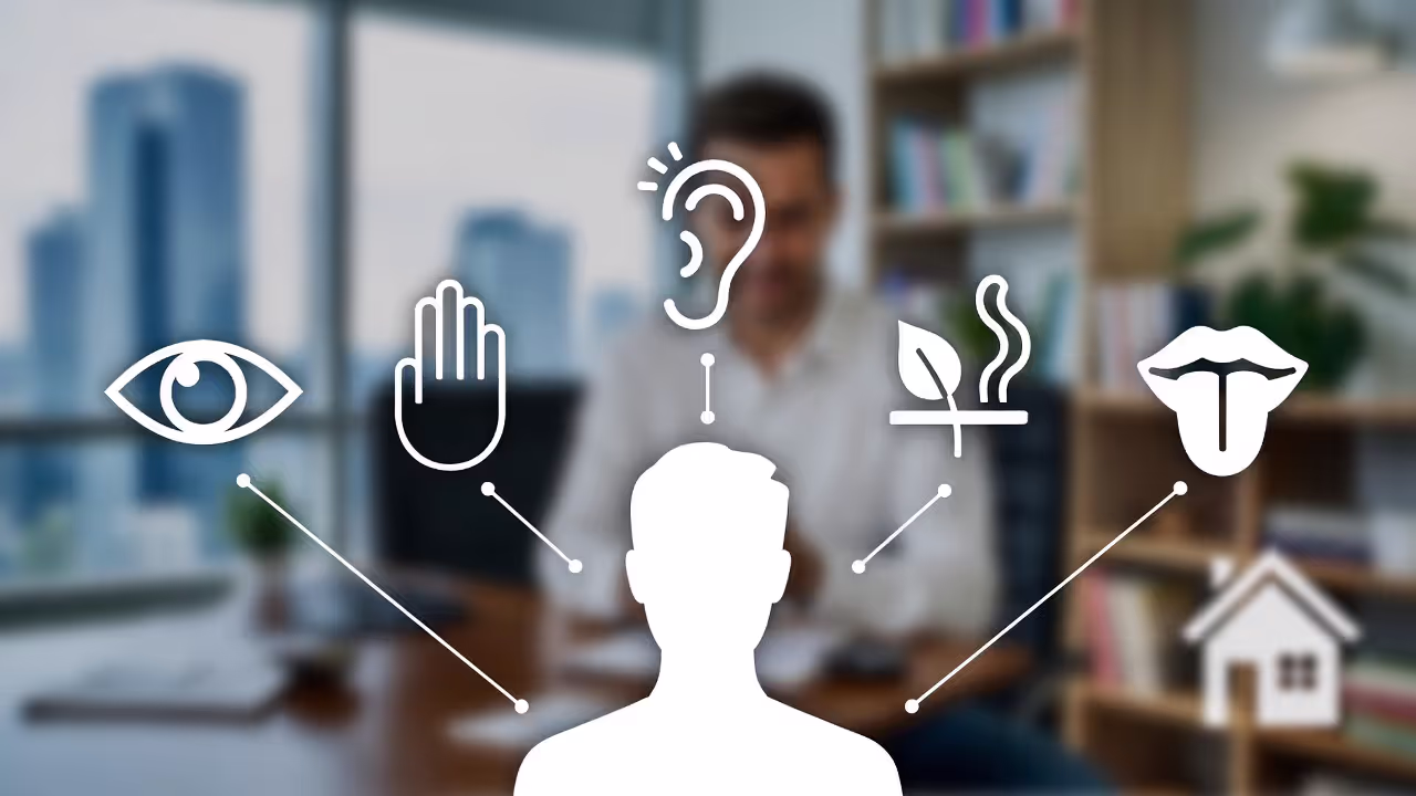 Sensory self soothing techniques through five senses